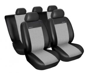Skórzane pokrowce samochodowe miarowe PREMIUM CZARNO-SZARE Audi A4 B6 Sedan/Kombi 2000-2004