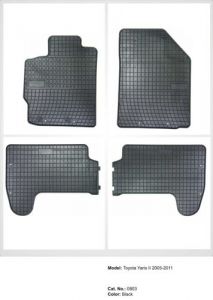 Dywaniki gumowe czarne z kompletem stoperów - Toyota Yaris II 2006-2012