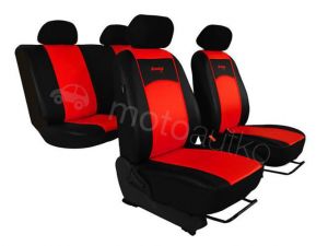 Pokrowce samochodowe uniwersalne Eko-skóra Czerwone Alfa Romeo 145 1994-2000 - Czerwony