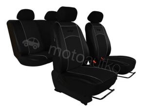 Pokrowce samochodowe uniwersalne Eko-skóra Czarne Alfa Romeo 145 1994-2000 - Czarny