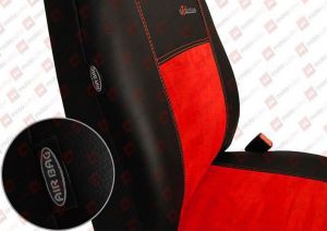 POK-TER Skóra Alkantara Ceglaste Pokrowce samochodowe Toyota Yaris I 1999-2005 - Ceglasty