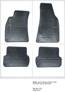 Dywaniki gumowe czarne z kompletem stoperów - Audi A4 (B6, B7) 2000-2008