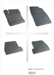 Dywaniki gumowe czarne z kompletem stoperów - Ford C-Max (II) od 2011