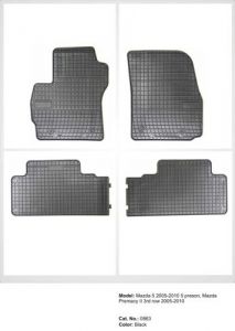 Dywaniki gumowe czarne z kompletem stoperów - Mazda 5 (I) 2005-2010, 5-osobowa